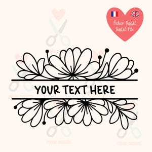 Bloemsnijbestand met aanpasbare tekst, ideaal voor bruiloften, scrapbooking, creatieve decoratie, digitaal SVG-bestand