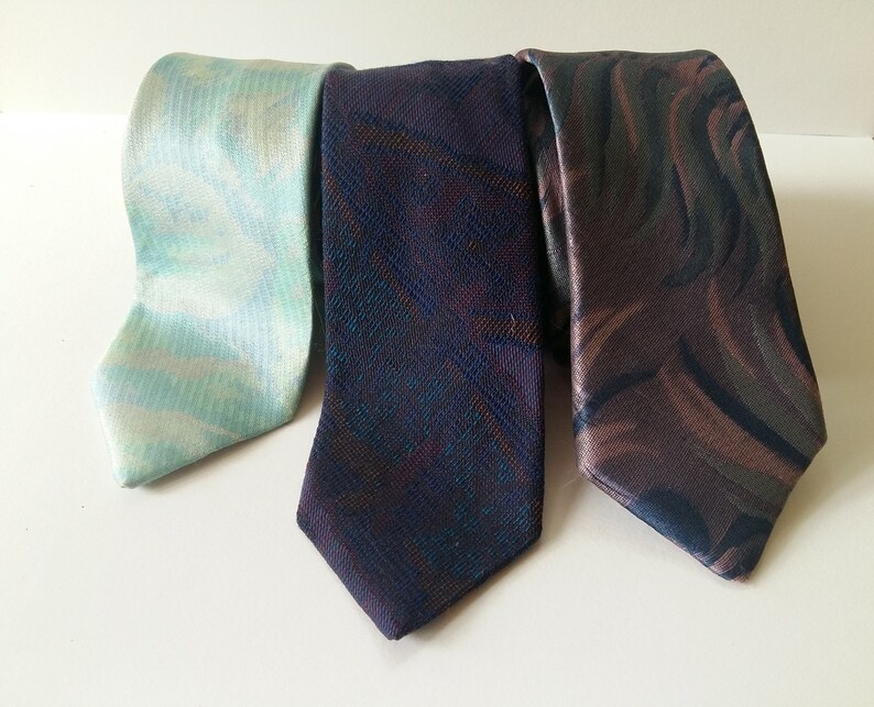 3 Vintage Designer BIAGIOTTI Pastel Jewel Tone Skinny Neckties Fantastic Vintage Condition 50s 80s PARTY mix BAG Neckties