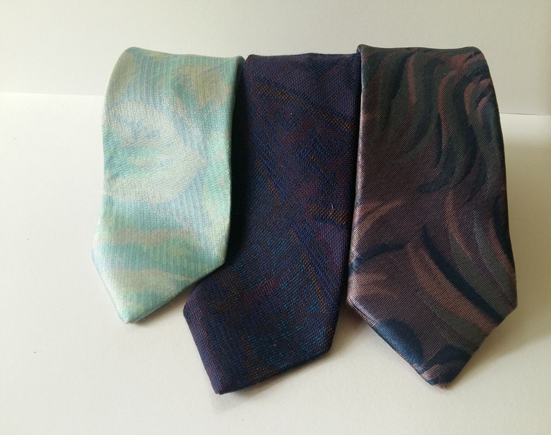 3 Vintage Designer BIAGIOTTI Pastel Jewel Tone Skinny Neckties Fantastic Vintage Condition 50s 80s PARTY mix BAG Neckties