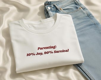 Besticktes Elternschafts-Überlebens-T-Shirt, lustiges Mama-Vati-Geschenk