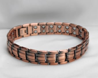 Unieke handgemaakte rode koperen magnetische armband voor valentijnscadeaus voor heren: helende energie, verstelbare pasvorm