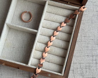 Magnetische armband met rode koperen bladschakel: wellnesscadeau