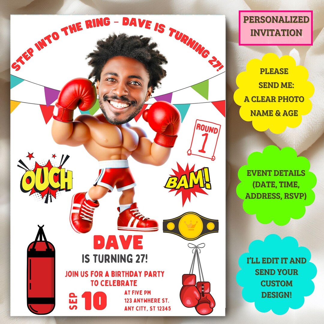Boxer Birthday Invitations: 