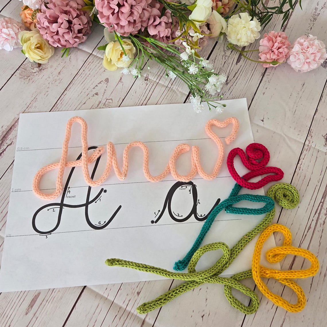 Letter Template for Knitted Wire Art: 