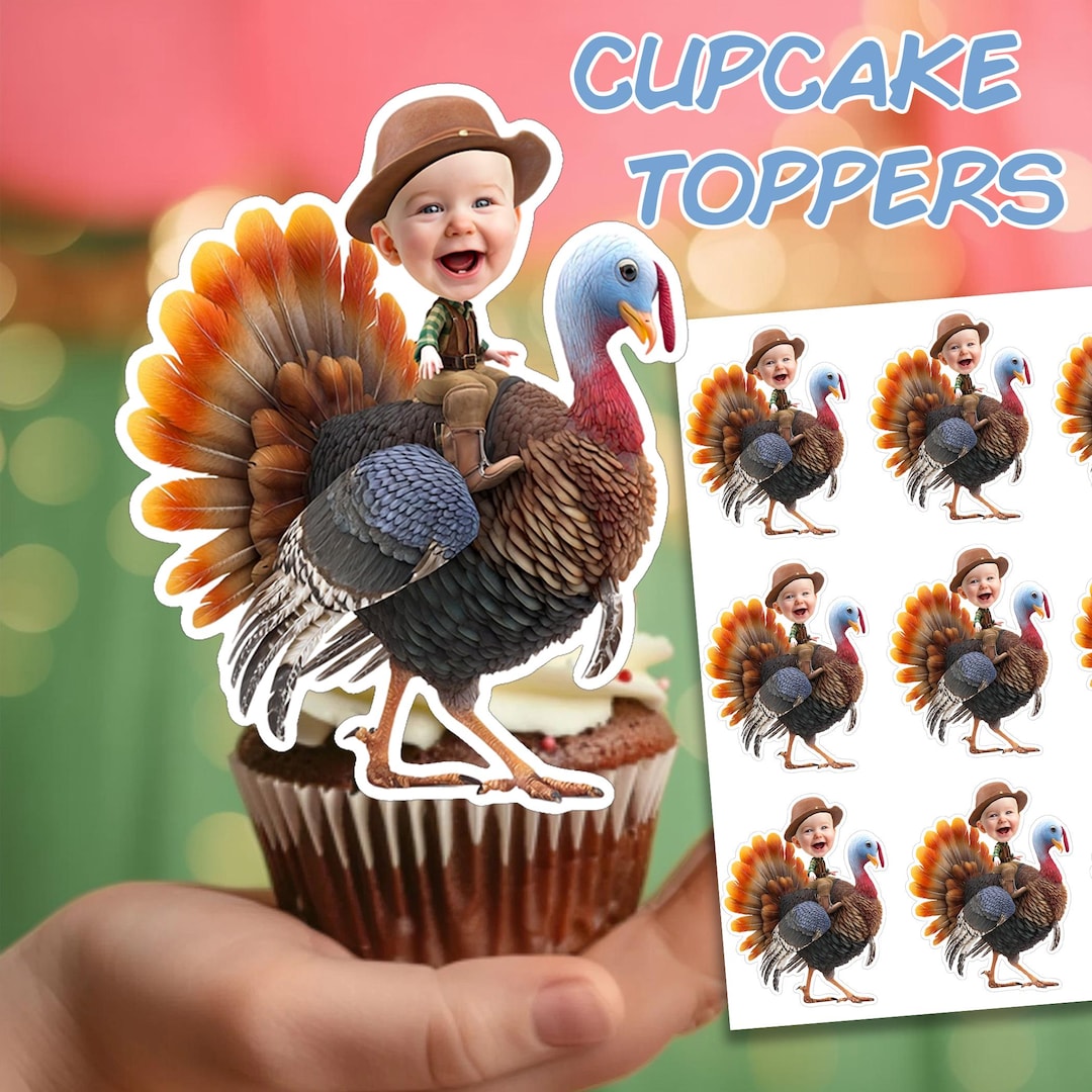 Thanksgiving Ramo Toppers Personalized Face Turkey Cupcake Toppers Thanksgiving Party Decorations ...