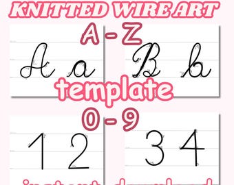 Buchstabenvorlage für Strickdrahtkunst: &quot;ZAHLEN WIRE TEMPLATES&quot; Groß- und Kleinbuchstaben Alphabet Schreibschrift Schriftart Pdf Vorlage&quot;