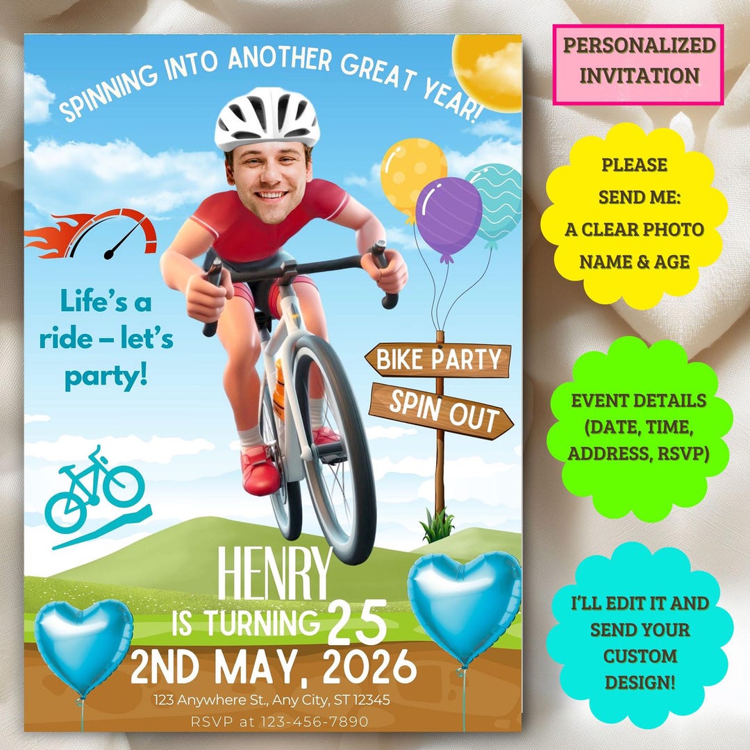 Personalized Biker Birthday Invitation: 