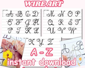 Heart Letter Templates Pdf: WIRE LETTER PATTERN" Alphabet Templates Initials Name Sign Printable Heart Shaped Uppercase Letters Wire Art