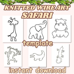 Jungle Wire Art Templates: "ANIMALS WIRE TEMPLATES" Safari Knitted Wire Templates Wire bending figure patterns Animals Wire Pattern Pdf