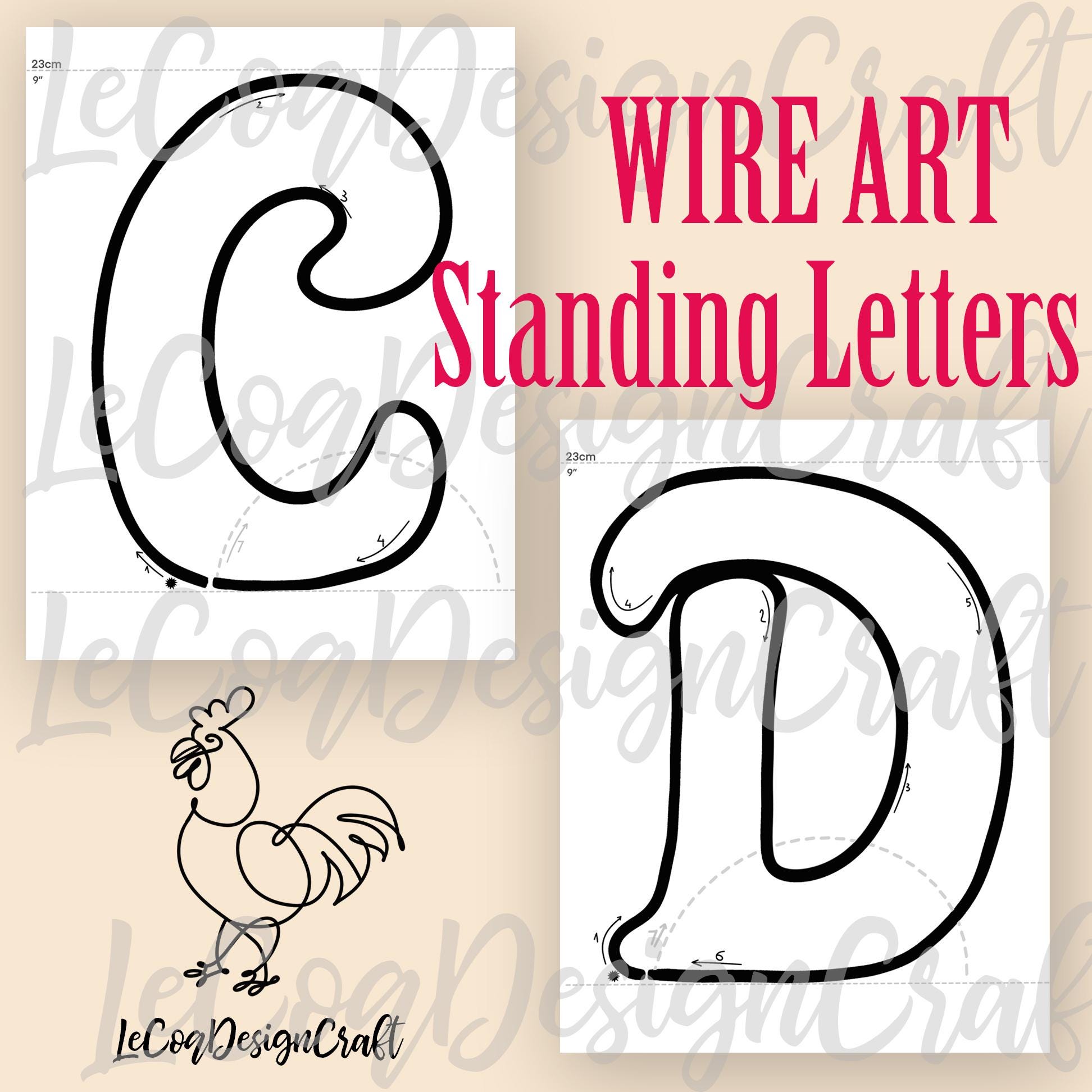 Standing Letter Template Knitted Wire Art: 