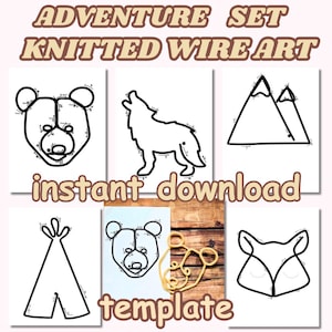 Adventure Knitted Wire Art Template: "NATURE WIRE ART" Woodland Animals Wire Art Template Tribal Wire Art Fox Wire Art Wolof Wire Art Pdf