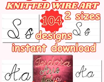 Calligraphy Letters Template knitted wire art: "CALLIGRAPHY ALPHABET PDF" Uppercase & Lowercase Alphabet Calligraphy Wire alphabet template