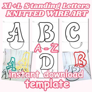 Plantilla de letra vertical con hilo tejido: "STANDING FONT PDF" Monogramas, plantilla de hilo tejido, letras de 2 tamaños, plantilla de hilo, letra de tricotina