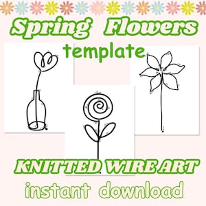 "Blumen Draht Kunst Vorlagen: ""gestrickte Draht Vorlagen"" Frühling Strickdraht Vorlagen Drahtbiegefigur Muster Frühlingsblumen Drahtmuster."