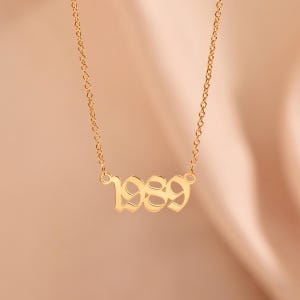 Personalized Number Necklace, Custom Year Necklace, 18K Gold Angel Number Necklace, Birthday Necklace, Date Necklace, Anniversary Gift