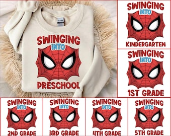 Spiderman Back To School Png Bundle, Swinging Into School Png, Superhero School Png, Kids School Png, Preschool To 5th Grade Digital Design