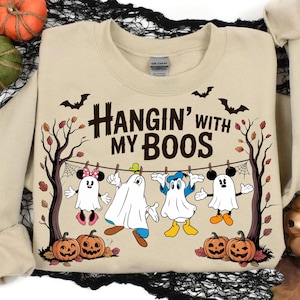 Funny Hanging Ghosts Halloween Png, Mouse and Friends, Halloween Ghost Png, Spooky Season Png, Trick Or Treat Png,Cute Pumpkin Bat Halloween