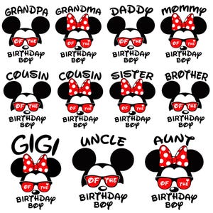 Bundle Birthday Boy Family Svg, Mouse and Friends, Happy Birthday Svg, Birthday Squad Svg,Family Birthday Svg,Making Memories Svg,Vacay Mode