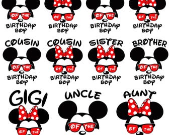 Bundle Birthday Boy Family Svg, Mouse and Friends, Happy Birthday Svg, Birthday Squad Svg,Family Birthday Svg,Making Memories Svg,Vacay Mode