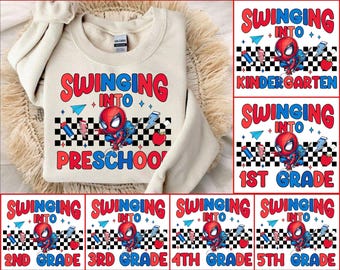 Swinging Into School Png Bundle, Superhero Back To School Png, First Day Of School Png, Kids School Shirt, Pre-K 1st/2nd/3rd/4th Grades Png