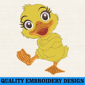 Cute Baby Duck Embroidery Design, Happy Cartoon Bird PES DST VP3, Little Duck Embroidery Design, Cute Birds Machine Embroidery Pattern