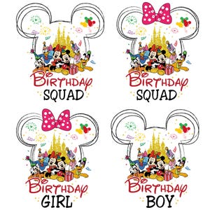 Birthday Squad Png Bundle, Mouse and Friends Birthday Png, Birthday Crew Png, Happy Birthday Png, Family Birthday Png, Vacay Mode Png