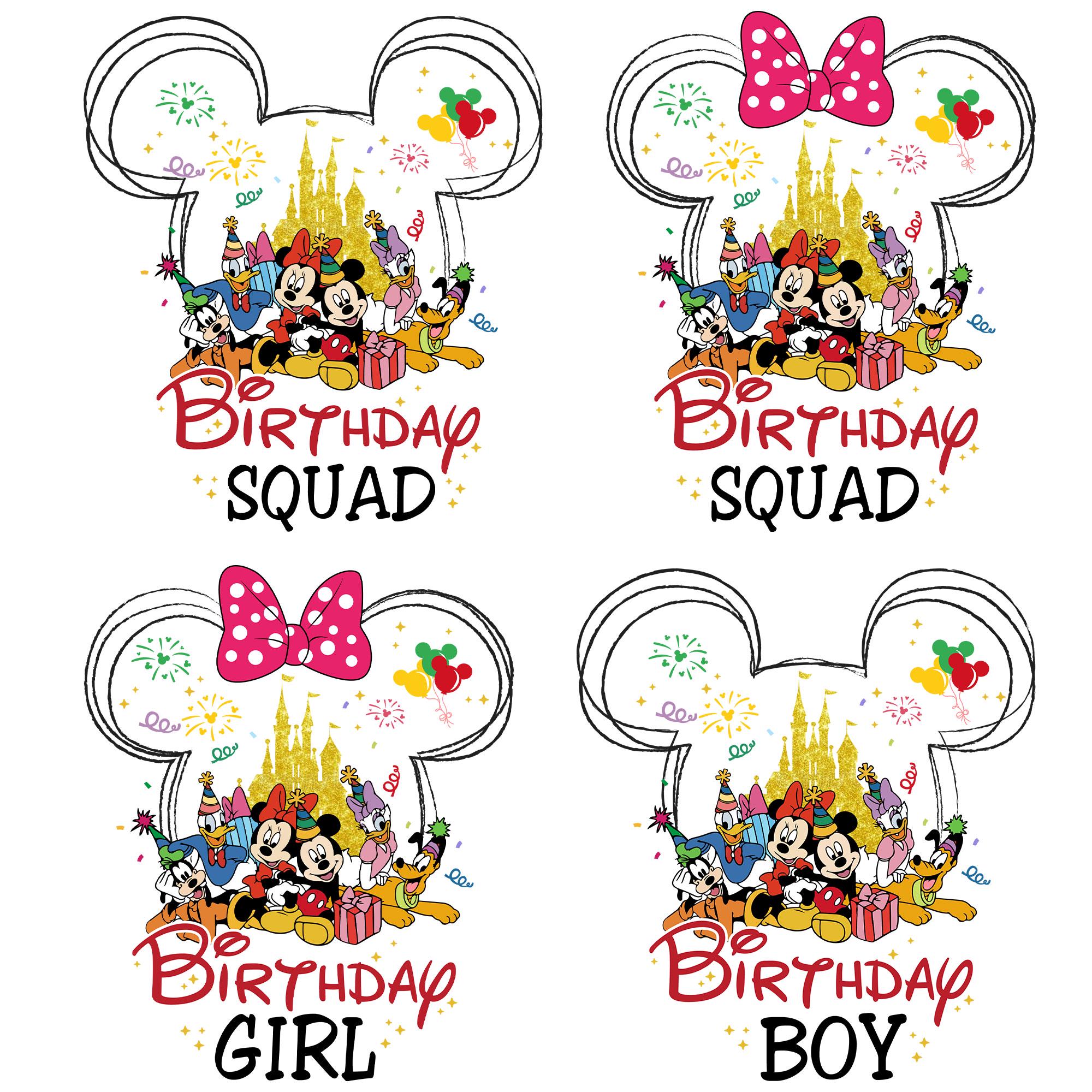 Birthday Squad Png Bundle, Mouse and Friends Birthday Png, Birthday Crew Png, Happy Birthday Png, Family Birthday Png, Vacay Mode Png