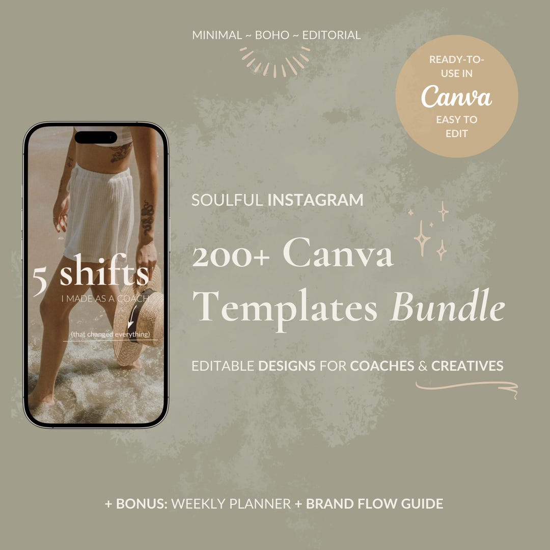 Soulful Instagram Canva Templates for Coaches | 200+ Boho-inspired Post ...