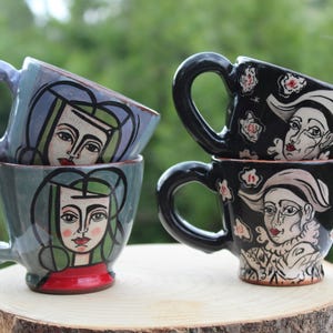 Handmade Ceramic Coffee Mug: Rustic Hand-Painted Pottery