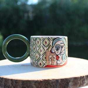 Handmade Ceramic Face Mug: Unique Pottery Coffee Cup