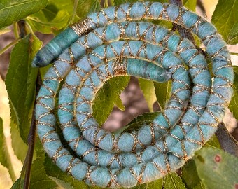 Aqua Blue Felt Spiralocks™ Hair Tie for Dreads, Ponytails & Updos - Boho Festival Accessory (60cm)