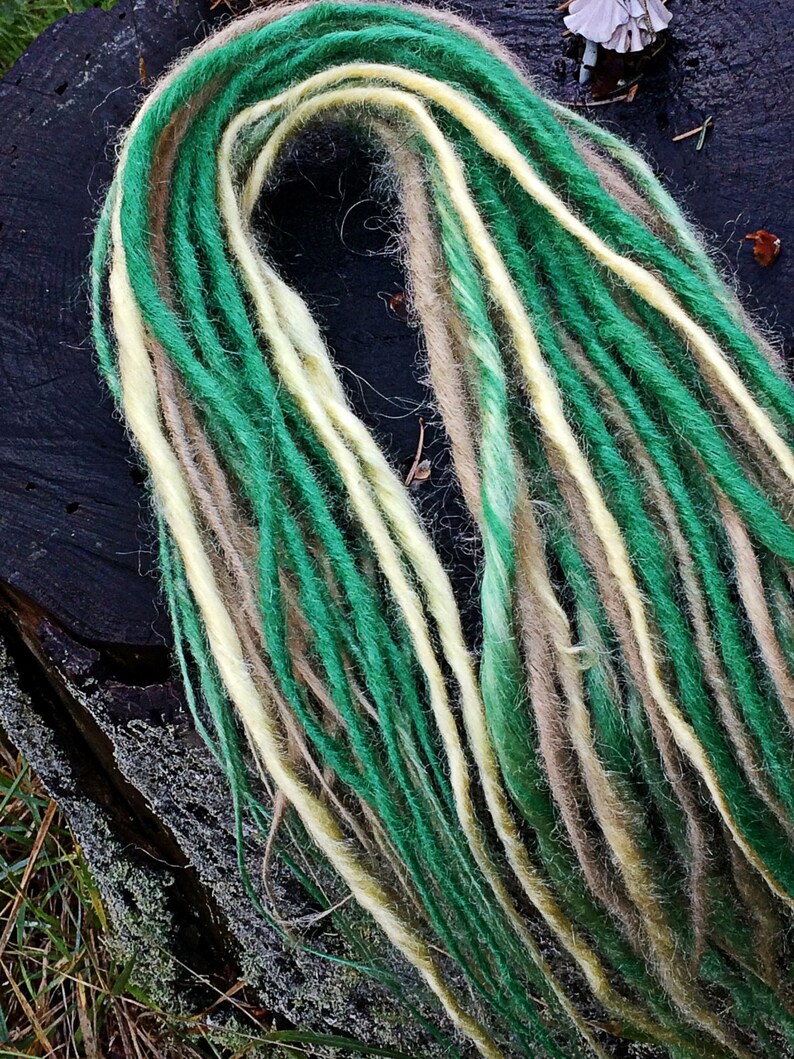 Mojito synth dreads ct 25 hair extensions DE or pinch braid attach muddled mint champagne fizzy lemon pastel green and yellow