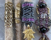 Sacred Geometry Dread Bead Set // Rasta Bling Dreadlock Jewelry // Dread Lock Cuff // Psywear Hair Loc Accessory // Buddhist Jewelry