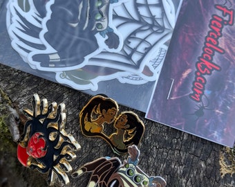 Medusa Enamel Pin Set: Spider Sticker Pack - Fiercelocks Art