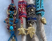 Gorgeous OOAK Dread Bead Set // Rasta Bling Dreadlock Jewelry // Dread Lock Cuff // Psywear Hair Loc Accessory // Buddhist Jewelry