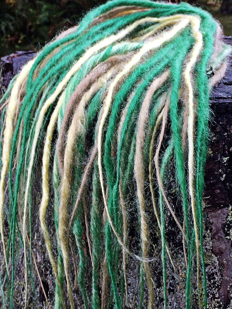 Mojito synth dreads ct 25 hair extensions DE or pinch braid attach muddled mint champagne fizzy lemon pastel green and yellow