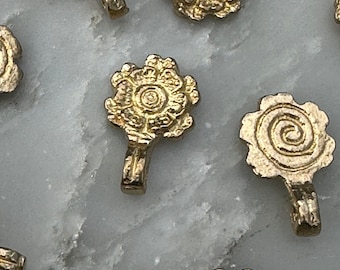 Rose swirl charms | 22 brass charms |goa festival necklace | paracord & knife bead | dreamcatcher fiber art | botanical necklace beads