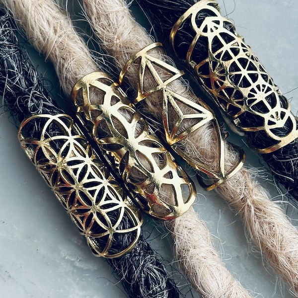 Sacred Geometry Dread Bead Set | Rasta Bling Dreadlock Jewelry | Dread Lock Cuff |Psywear Hair Loc Accessory |Buddhist Jewelry | Fiercelocks