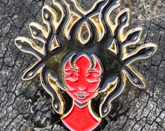 Medusa | hard enamel pin | dreadlock jewelry | loc jewelry | dread locks | locs | snake jewelry