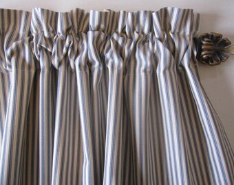 Items Similar To Ticking Stripe Curtains Set Of 2 Blue Cotton