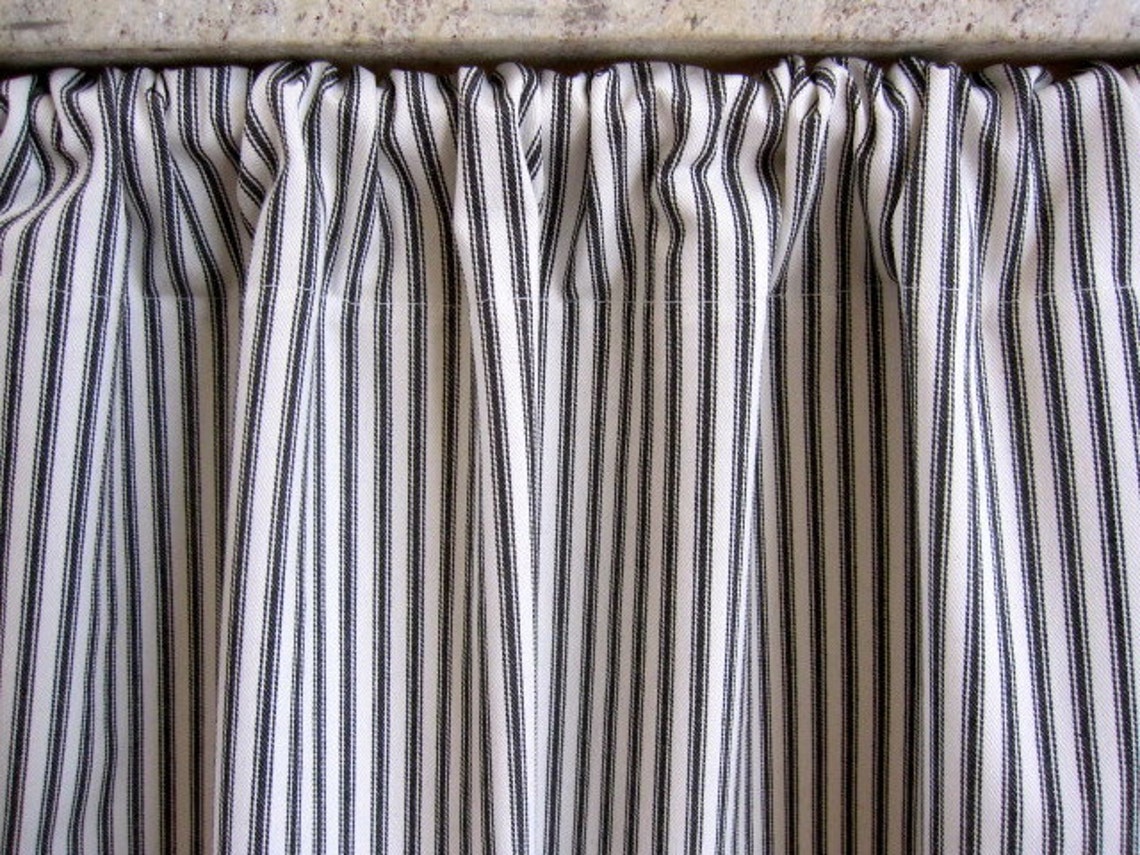 Ticking Stripe Curtain BLACK Ticking Cabinet Curtain or Sink | Etsy