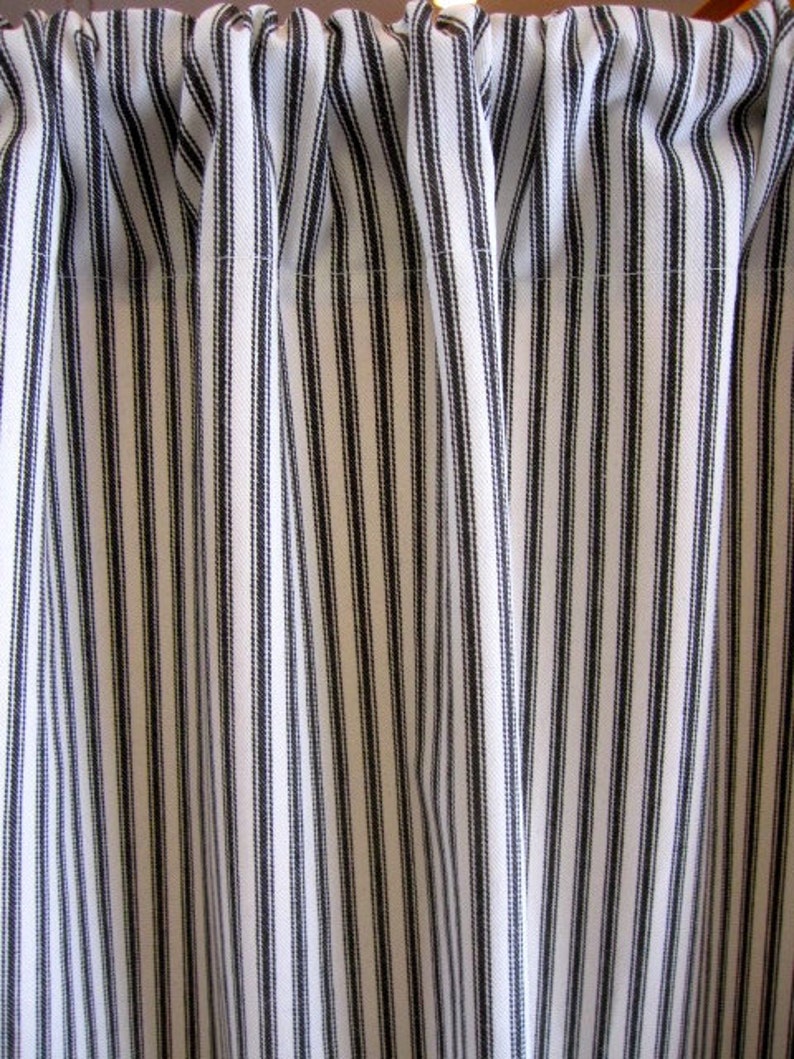 Ticking Stripe Curtain BLACK Ticking Cabinet Curtain or Sink | Etsy