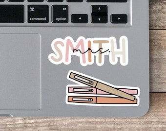 Personalized Teacher Stickers | Boho Teacher Decals | Water Bottle Stickers | Teacher Gift | Laptop Sticker | Planner Sticker