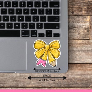 Pencil Bow Sticker, Teacher Sticker, Back to School Sticker, Water Bottle Sticker, Dishwasher Safe