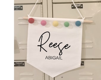 Personalized Canvas Banner Wall Hanging for Kids Room | Playroom | Banner for Nursery