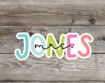 Personalized Teacher Name Sticker | Custom Name Sticker | Water Bottle | Planner | Teacher Gift | Laptop Sticker | FREE SHIPPING :)