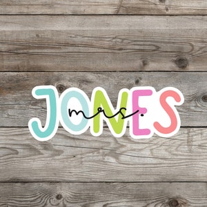 Personalized Teacher Name Sticker | Custom Name Sticker | Water Bottle | Planner | Teacher Gift | Laptop Sticker | FREE SHIPPING :)