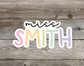 Personalized Teacher Sticker | Custom Teacher Name Sticker | Teacher Gift | Teacher Planner |  Water Bottle Sticker