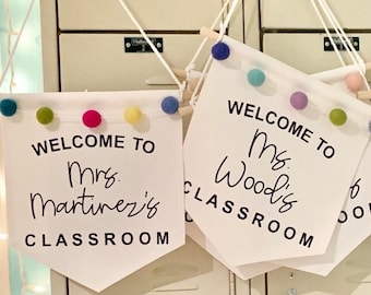 Personalized Teacher Banner | Door Hanger | Boho Teacher