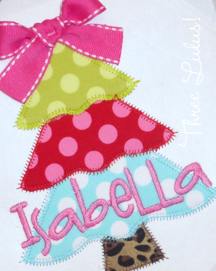 Christmas Tree with Bow Applique Shirt for girls Etsy